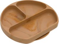 Bumkins Silicone Grip Dish - Siliconen Vakjesbord met Zuignap - Kinderbord en Babybord met 3 Vakken - Platina Siliconen - Magnetron-, Oven-, Vriezer- en Vaatwasserbestendig - Baby Led Weaning BLW - Woodgrain Houtlook