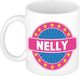 Bellatio Decorations - Nelly voornaam - koffiemok - beker - wit/roze - 300 ml