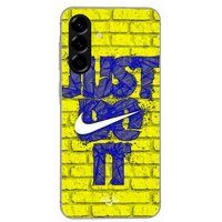 Maniacase Etui Voor Samsung Galaxy A36 logo just do it kleur blauw front geel