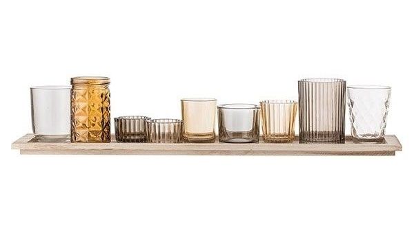 Bloomingville Cylinder Candle Holder - Glass - Brown - Set of 10
