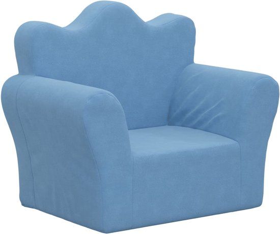 vidaXL Kinderbank - zacht - pluche - blauw