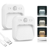 Set Recha Set van 2 led-nachtlampjes met bewegingsmelder, kastverlichting, traploos instelbare intensiteit met timerfunctie en magnetisch design, 3 kleurtemperaturen