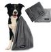 FLUFFINO Set de 2 serviettes pour chien - 120 x 70 cm - Gris - Microfibre