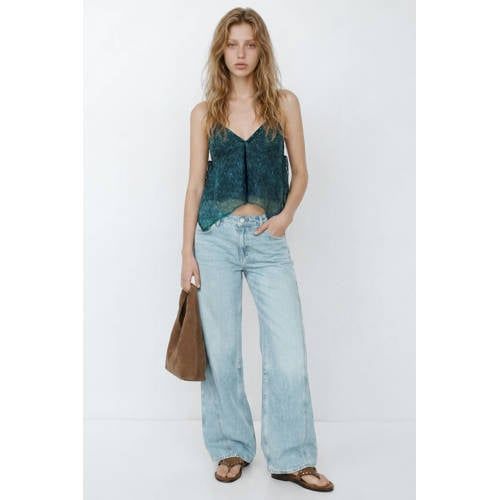 MANGO TEEN wide leg jeans - lichtblauw