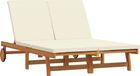 vidaXL Chaise longue marron acacia massif avec coussin