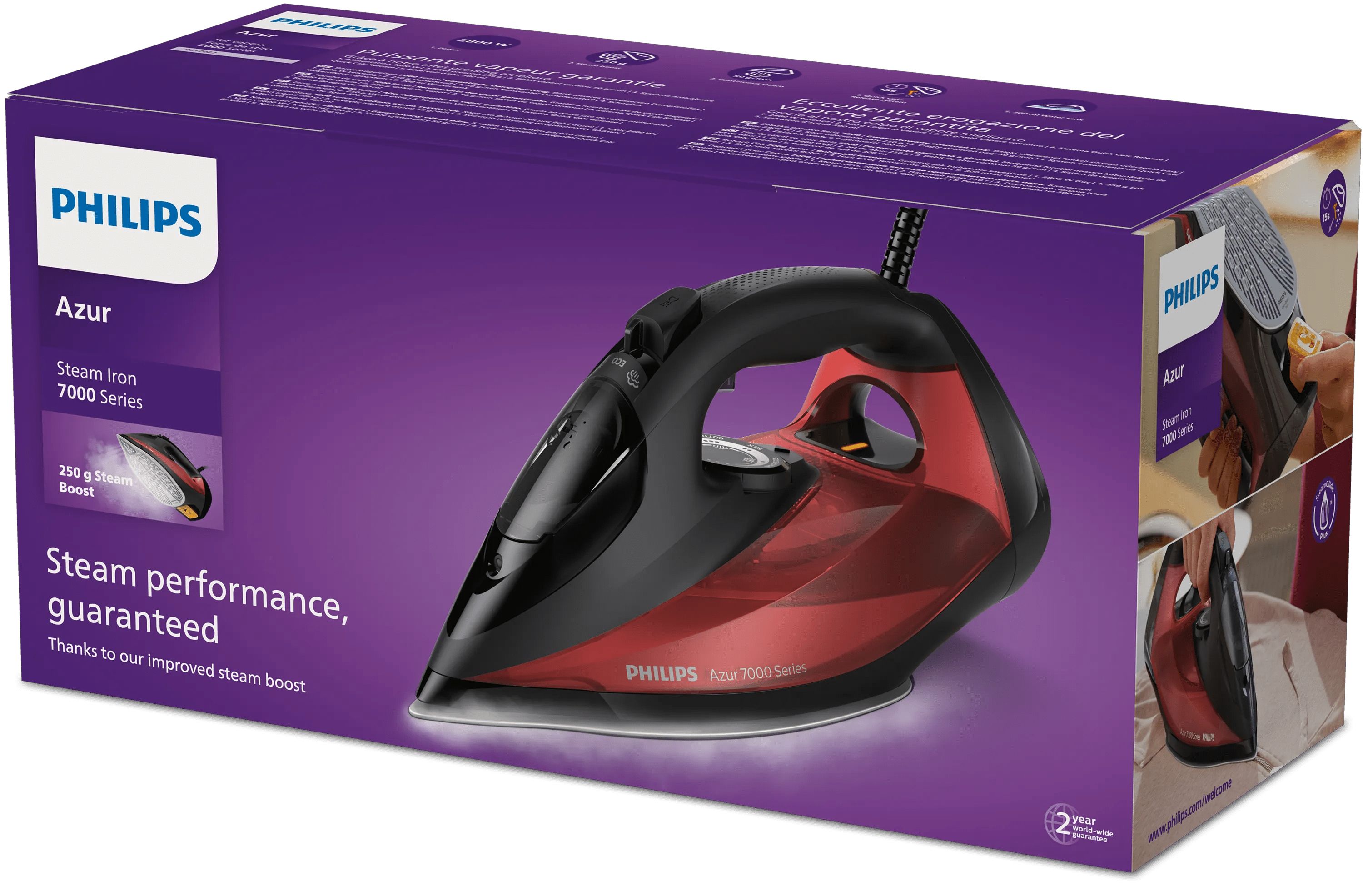 Philips 7000 Series Steam Iron - Black/Red - 2800W