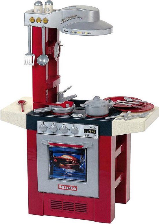 Klein Toys Miele Petit Gourmet Keuken - 69x33x95 cm - Rood/Grijs - Incl. Accessoires
