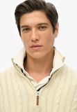Superdry & Co Superdry Preppy Cable Half-Zip Trui Slanke Pasvorm Heren Katoen Crème M