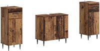 vidaXL - 3-delig - badkamerkast - set - HAARLEM - Oud - hout - Bewerkt - hout