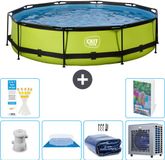 EXIT Toys EXIT Rond Lime Frame Zwembad - 360 x 76 cm - Inclusief Pomp - Grondzeil - Solarzeil - Warmtepomp - 7-delig