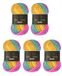 Wollbiene Batik 5 x 100 g wol met kleurverloop, meerkleurig, kleur: 2080 geel, grijs, roze