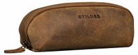 Étui en cuir avec fermeture éclair, 20x5x6 cm, brun moyen