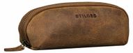 Étui en cuir avec fermeture éclair, 20x5x6 cm, brun moyen