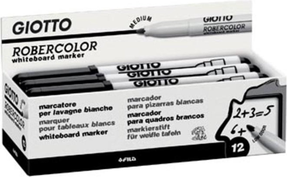 Giottos Robercolor whiteboardmarker, medium, ronde punt, zwart 1stuk