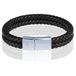 Memphis Dubbele leren armband Zwart Zilverkleurig-24cm