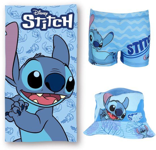 4KidsOnly Disney Lilo & Stitch Zomerset - Strandlaken - Zwemboxer - Vissershoed