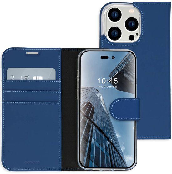 Accezz Hoesje - Geschikt voor Apple iPhone 14 Pro Max - Wallet Softcase Bookcase - Donkerblauw