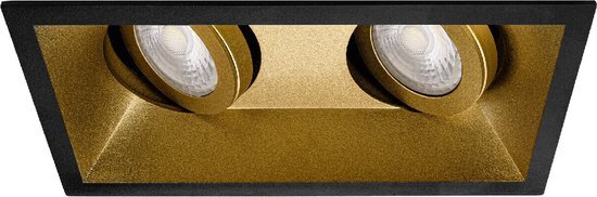 Philips Premium Inbouwspot Viktor Zwart met goud Verdiepte dubbele spot Warm Wit (3000K) Met LED