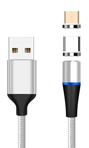 PremiumCord USB 2.0 magnetische oplaadkabel en datakabel USB-C en Micro USB 2.0 mannelijk naar mannelijk, snelheid 480 Mbit/s, blauw, lengte 1 m