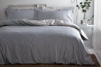 The Linen Yard Hebden Housse de couette King-size 230x220cm Coton Marine Blanc