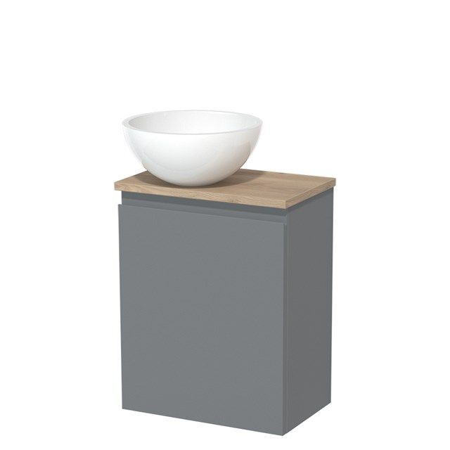 Maxaro Modulo Toiletmeubel 41 cm - Middengrijs - Lichtbruin Eiken
