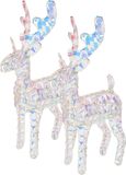 Christmas Decorations Kerstverlichting figuren - 2x -rendier - gekleurd- 37 cm - 50 leds