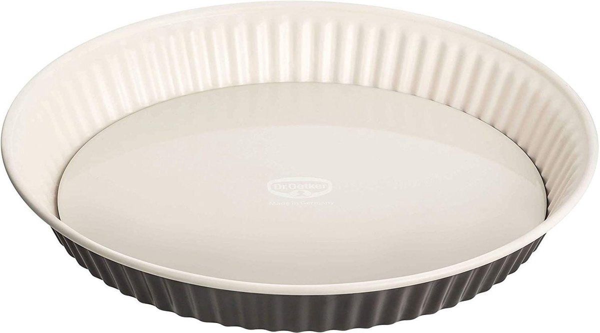 Dr. Oetker Quicheform Ø 28 cm Exclusive - Taartvorm met snij- en krasbestendige hefbodem - Ronde taartvorm (grijs-bruin/crème)