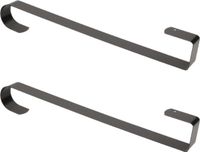 Sans marque Couronne de Noël crochet de porte - Lot de 2x pièces - 38 cm - Métal - Noir