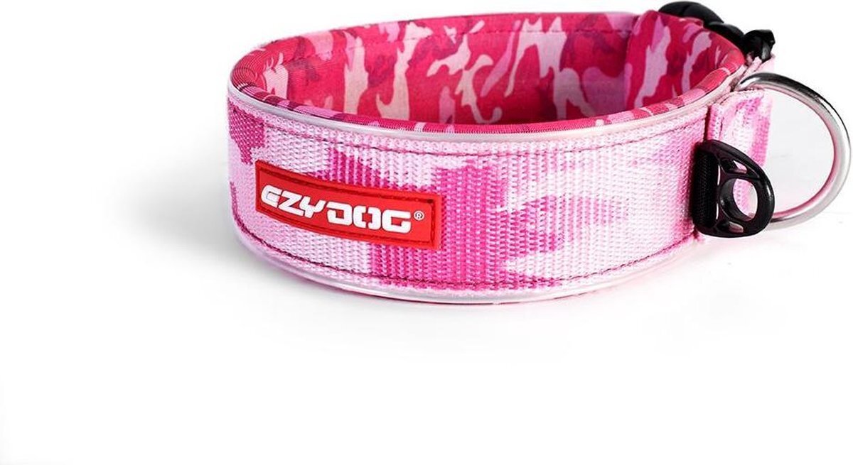 EzyDog Neo Wide - Brede Hondenhalsband (53-61cm) - Roze Camouflage - XL