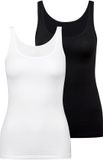 Calida Natural Comfort Set van 2 Onderhemden voor dames, wit/zwart, XXS