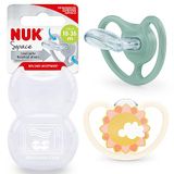 NUK Space Fopspeen | 18-36 maanden | fopspeen met extra ventilatie voor de gevoelige huid | BPA-vrij silicone | zebra & zon | 2 stuks
