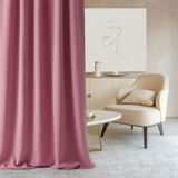 ROOM99 Aura Schuifgordijn met zilveren ogen, 140 x 280 cm breed x hoogte, modern gordijn, woonkamer, slaapkamer, roze, 1 stuks