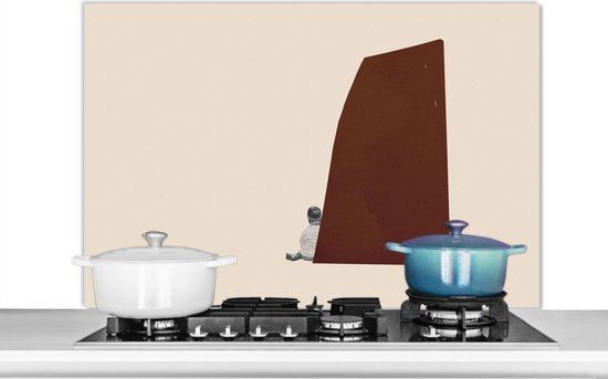 KitchenYeah Spatscherm keuken - Pastel - Jongen - Abstract - Retro - 100x65 cm - Aluminium