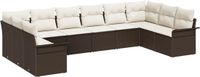 vidaXL Tuinbank - Set - 10 zitplekken - Bruin - Polyrattan