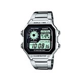 Casio - polshorloge AE-1200WH-1AVEF - herenhorloge - waterdicht - digitaal - met stalen band - zwart