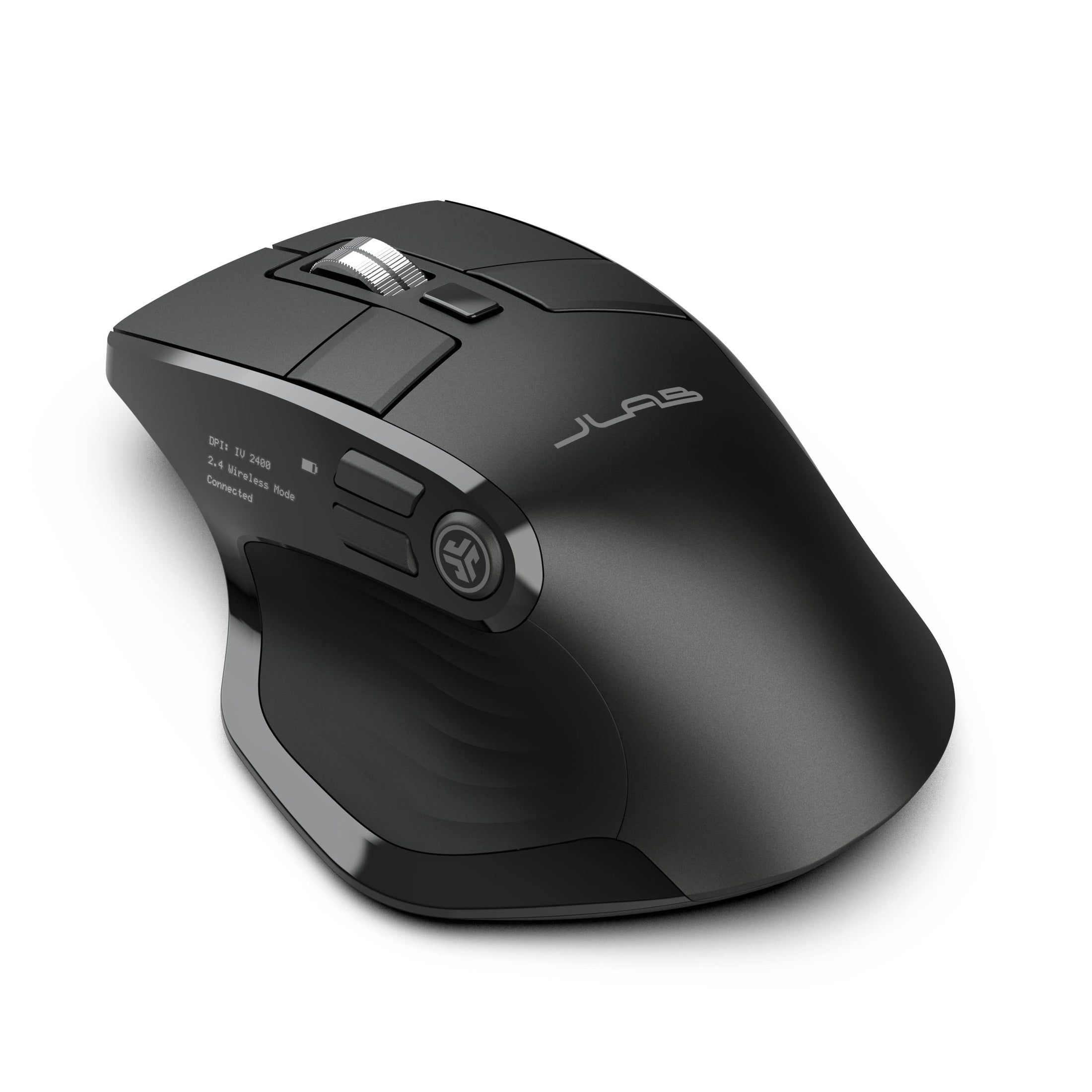 JLab Epic Ergonomische Muis - Rechtshandig - Draadloos - Bluetooth + USB - 2400 DPI - Zwart
