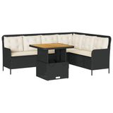 VidaXL 2-delige Loungeset met kussens poly rattan zwart