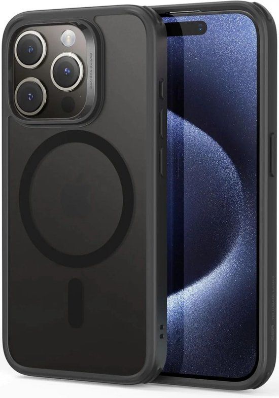 Casemania ESR Classic Hybrid HaloLock Hoesje Geschikt voor Apple iPhone 15 Pro Max | Compatibel met MagSafe en HaloLock | Back Cover met Magneet | Zwart