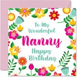 Leuke verjaardagskaarten voor oppas - prachtige vrouw - leuke gelukkige verjaardagskaart voor oppas van kleinzoon kleindochter, nanny speciale verjaardagscadeaus, 145mm x 145mm bloemen wenskaarten