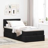 vidaXL Cadre de lit plateforme avec matelas velours noir 90x190cm