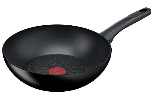 Tefal G28819 hard titanium on wokpan 28 cm | aluminium | veilige anti-aanbaklaag | thermische signaal temperatuurmeter | geschikt voor alle warmtebronnen | geschikt voor inductie | zwart