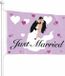 Haza Bruiloft Gevelvlag - Just Married - Paars - 90 x 60 cm