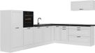 Vicco Hoekkeuken R-Line, Wit landelijk/Wit, 327 cm zonder werkblad