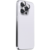 BeHello Protecteur de lentille de caméra pour iPhone 15 Pro/Pro Max/14 Pro/14 Pro Max - Aluminium noir et verre transparent