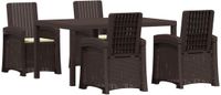 vidaXL Tuin Eettafel Set 5-delig Bruin en Crèmekleurig PP