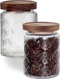 Non-branded Hermetic Vintage Glass Storage Jar with Bamboo Lid (Set of 2)