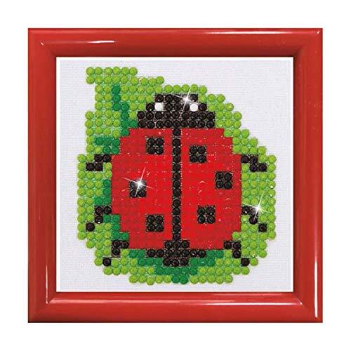 Diamond Dotz DDSF-008 - Afbeelding lieveheersbeestje, met rood frame, fonkelend diamantbeeld om zelf vorm te geven, ca. 7,6 x 7,6 cm groot, schilderen met diamanten, ideaal voor beginners