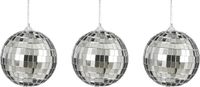 House of Seasons Discobal kerstballen - 3x st- zilver - 8 cm - foam - spiegelbol