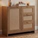Mendler Commode HWC-P50, Armoire Buffet Haut, Tiroirs, Compartiment De Rangement, Faéade En Mdf Mélaminé Lin