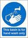 Seco Bord "This Basin is for Hand Wash Only", 150 mm x 200 mm, halfstijve kunststof, 1 mm dik